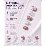 Dusty Purple Bow & Rhinestone Press‑On Nails, Short Round Gentle Style Pearl Glitter False Nails